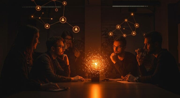 Founder valorando el tiempo y creando comunidad en un entorno de startup con gestión y ética emprendedora.