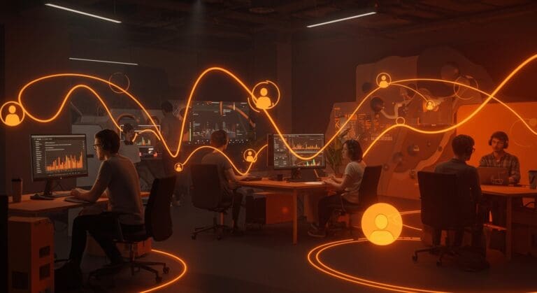 Comunicación efectiva en comunidades tech en línea destacada en un entorno colaborativo digital con gestión de comunidades y cultura startup.