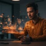 Mercado de créditos de carbono 2025 con fundador de startup analizando tendencias y consolidación, representando oportunidades y sostenibilidad.