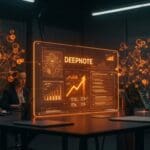 Plataforma Deepnote mostrando colaboración en notebooks con integración de IA y código abierto en espacio tecnológico moderno.