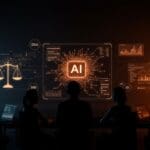 Trabajadores y fundadores de IA colaborando sobre aspectos éticos y calidad de datos en inteligencia artificial para startups tech.