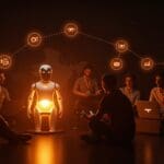 Evento EtMday 2025 con emprendedores y robot Tesla en Latinoamérica, simbolizando innovación, networking y crecimiento de startups.