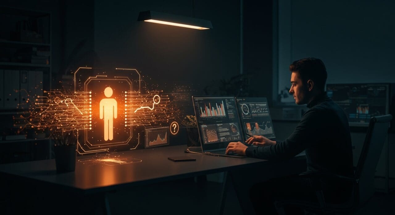 Escena futurista de búsqueda web con Parallel Search API para IA mostrando optimización y automatización tecnológica en startups.