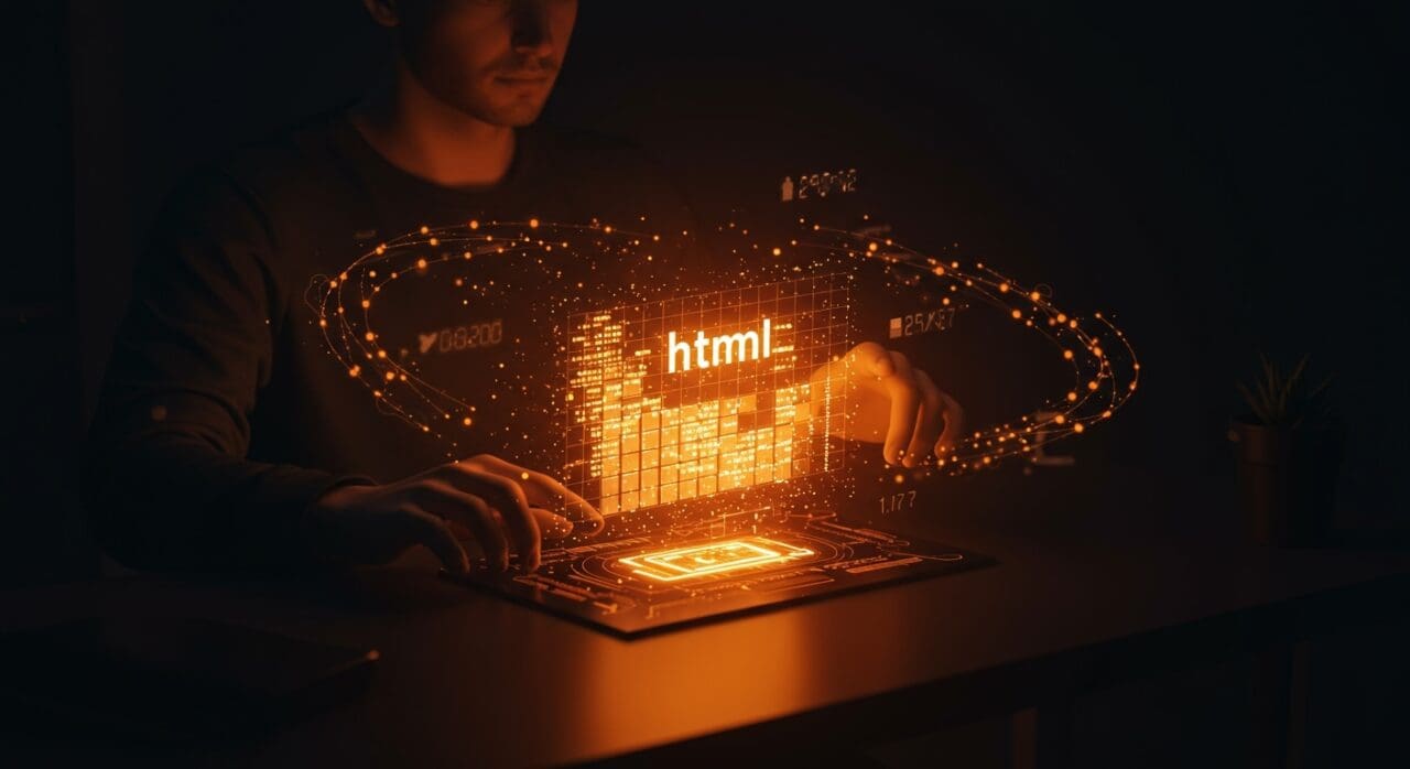 Developer trabajando con la API de tablas HTML para optimizar el frontend y gestionar datos eficientemente en desarrollo web.
