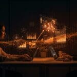 Filtros de Bloom y escalabilidad en startups tecnológicas representados con hologramas digitales y metáforas visuales de eficiencia y tecnología.