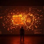 Escena conceptual mostrando el impacto de la eliminación de reglas de ciberseguridad por la FCC en startups tecnológicas y riesgos digitales.