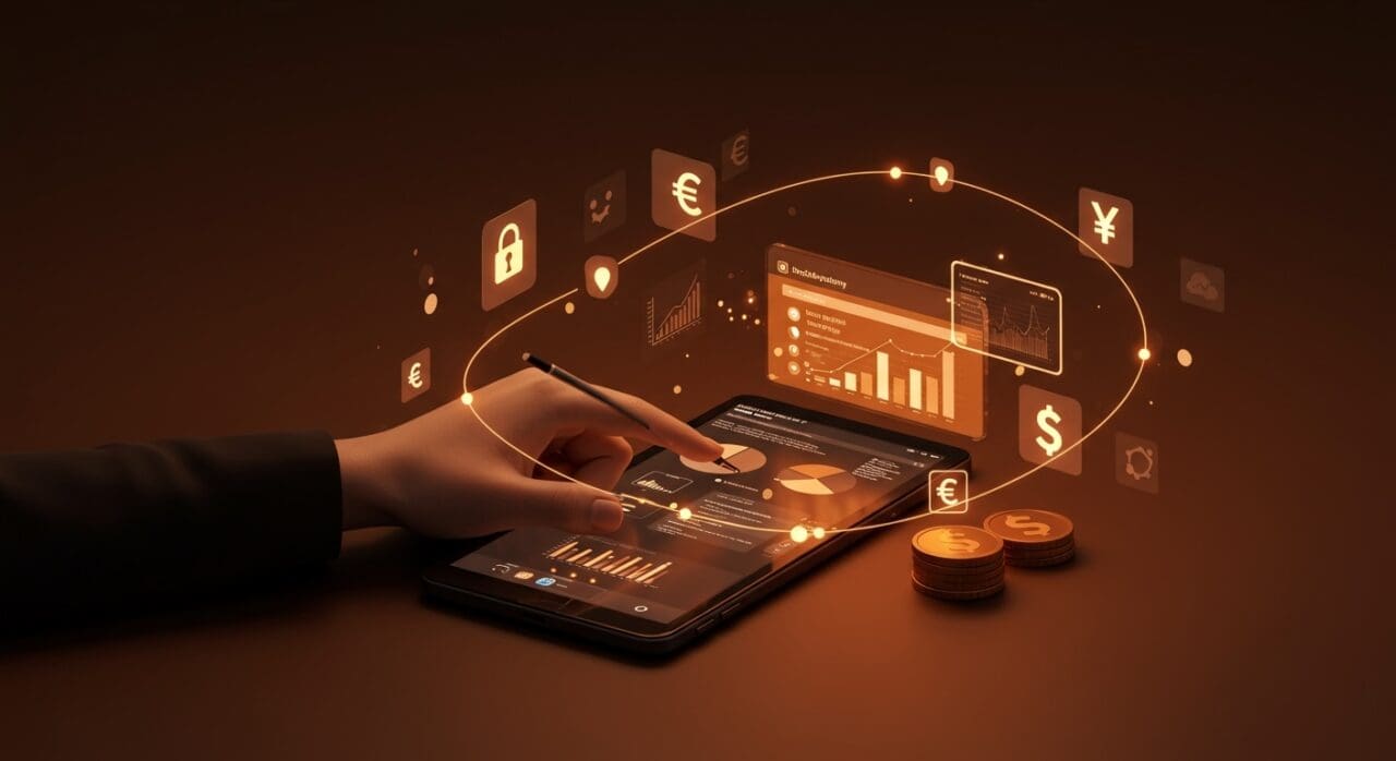 Control preciso de finanzas personales con sistema de doble entrada en aplicación fintech progresiva.