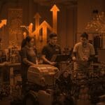 Startups agtech de LATAM colaborando en laboratorio moderno en St. Louis, representando innovación y acceso al mercado de EE.UU.