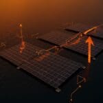 Tecnología fotovoltaica flotante en el puerto de Valencia destacando energía renovable e innovación sostenible.