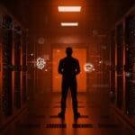 Startup founder en sala de servidores FreeBSD con enfoque en estabilidad y uptime para infraestructura tecnológica.