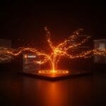 Interfaz digital resaltando la rama principal 'main' en Git 3.0 representando colaboración y tendencias tecnológicas en desarrollo de software.