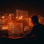 Desarrollador frente a pantallas con incidencias de GitHub en operaciones de clonación y push, ilustrando problemas en la plataforma para desarrolladores en noviembre 2025.