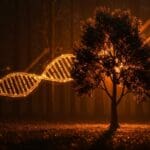 Eucalipto híbrido GloNi destacado en un ecosistema forestal chileno, simbolizando innovación genética y biotecnología para sostenibilidad en la industria forestal.