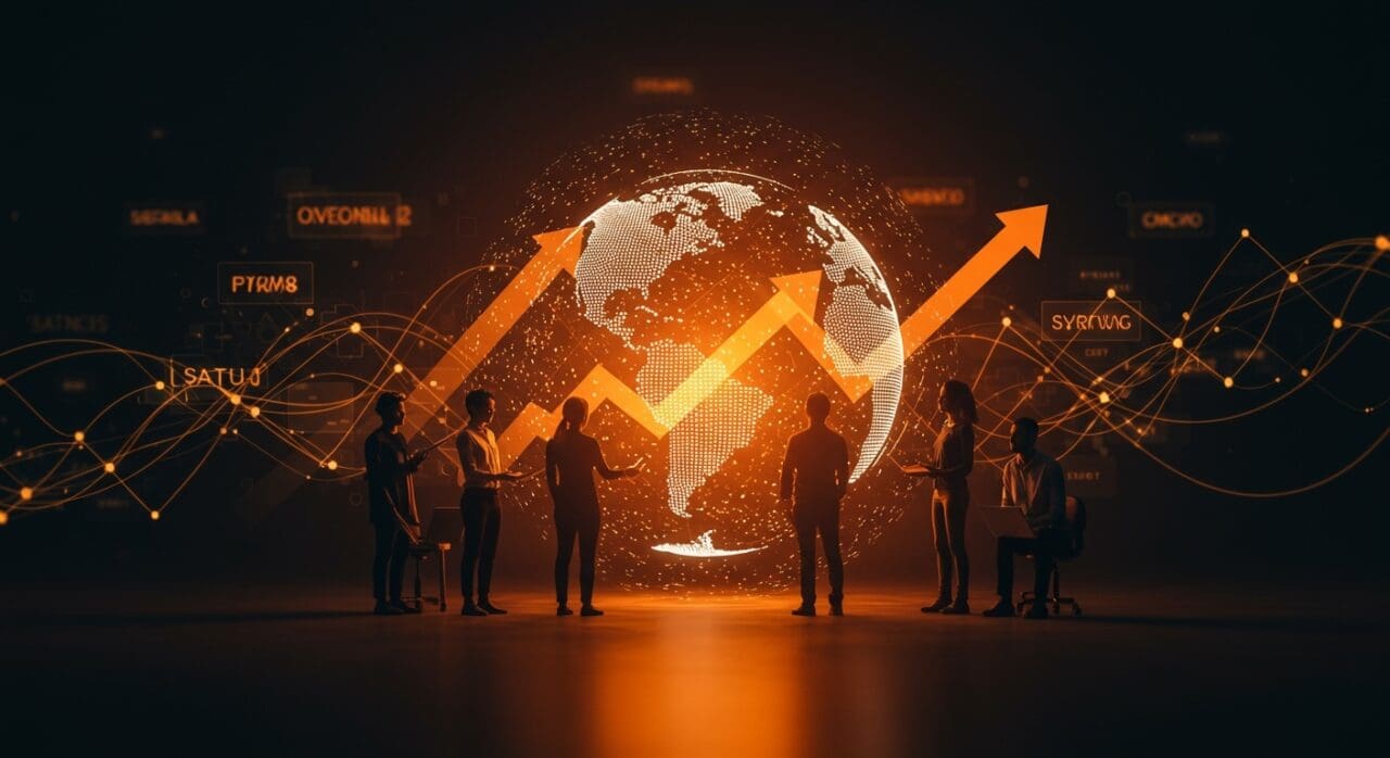 Grupo de emprendedores colaborando en internacionalización de pymes y startups españolas con apoyo financiero de ICEX Next 2025.