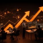 Emprendedores fintech y pymes colaborando con interfaces digitales que muestran el impacto del ETF de XRP en la nómina cripto y financiación regulada.