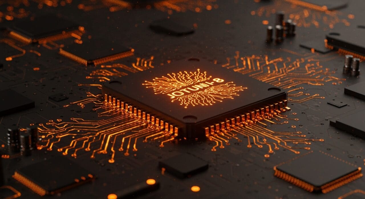 Chip IA Jotunn-8 de Vsora mostrando eficiencia energética y escalabilidad para inferencia de inteligencia artificial en startups tecnológicas.