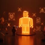 Ilustración conceptual sobre seguridad infantil y regulación en plataformas digitales basada en el caso Roblox.