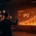 Celebración del IPO de Meesho en India, destacando el crecimiento del e-commerce y financiamiento de SoftBank en startups de mercados emergentes.