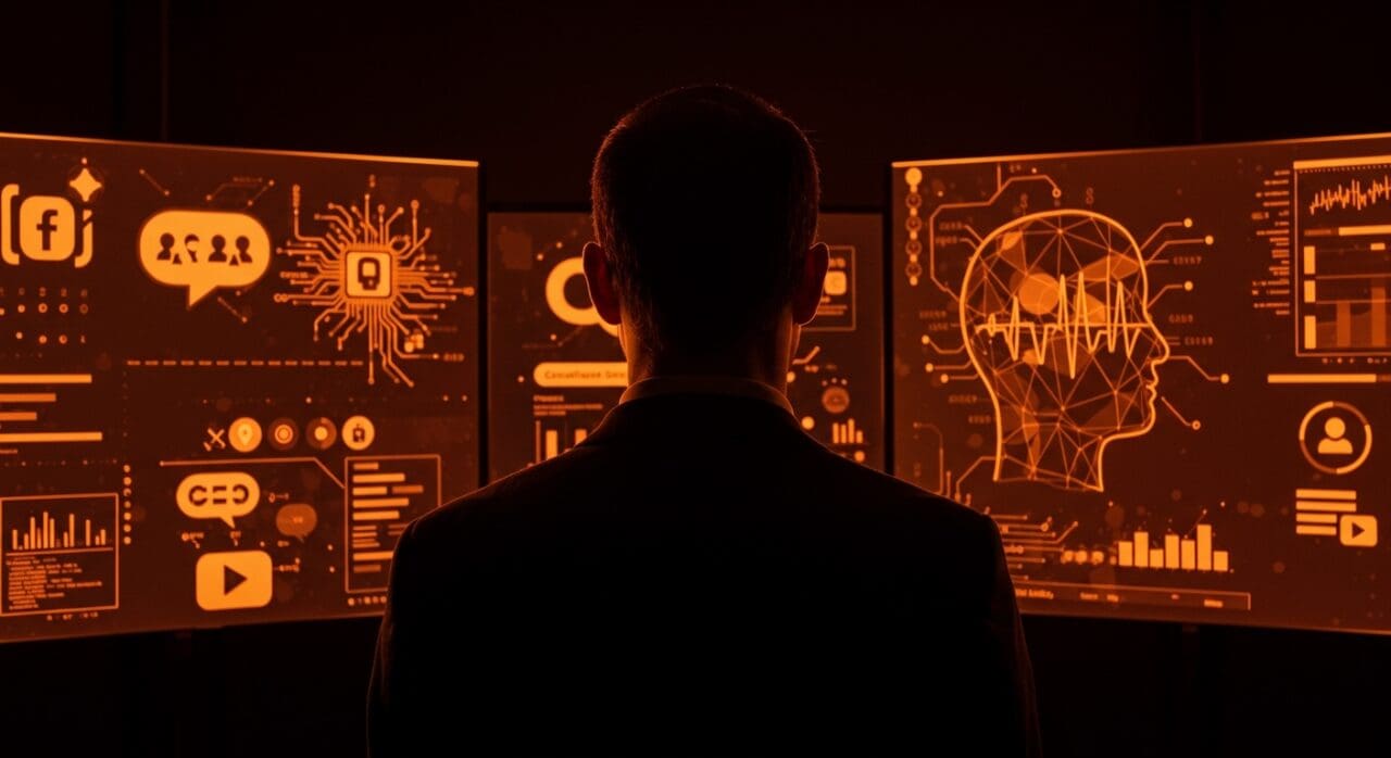 Líder reflexionando sobre ética y regulación en redes sociales de Meta, destacando salud mental y gestión responsable.