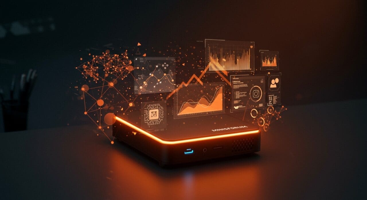 Mini PC Minisforum MS-R1 para homelab ARM, destacando eficiencia, IA y virtualización en hardware real para startups.