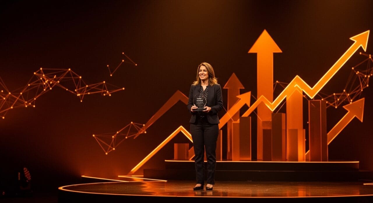 Nadia Calviño recibiendo el Premio de Honor en Women Startup Awards 2025 por su liderazgo en emprendimiento femenino e innovación en startups.
