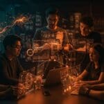 Startups de América Latina impulsadas por el programa Nvidia Inception con visualizaciones de inteligencia artificial y funding en tecnología avanzada.