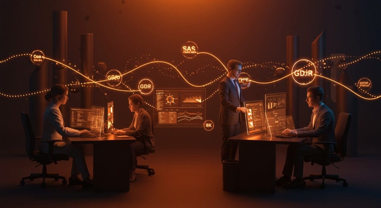 Administración pública colaborando con software de código abierto seguro para protección de datos y productividad en SaaS.