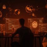 Framework proxy Oxy de Cloudflare en Rust visualizado como un entorno tecnológico seguro y de alto rendimiento con estructuras de red abstractas en naranja y negro.