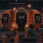 Dispositivos smartwatch Pebble, Rebble y Core Devices representando colaboración y propiedad intelectual en comunidad open source de hardware wearable.