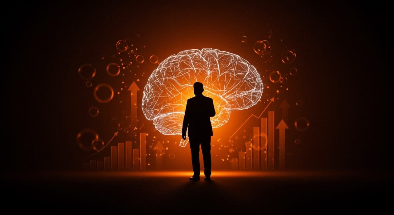 Jerome Powell destacando la inversión en inteligencia artificial como sólida y sostenible, en contraste con la burbuja dotcom.