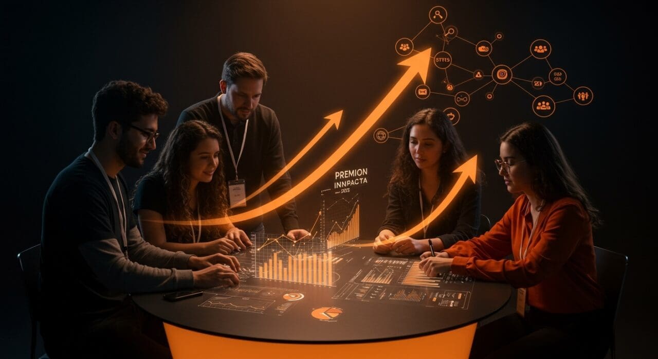 Equipo de emprendedores colaborando en la convocatoria Premio INNpacta 2025, destacando innovación y startups en Colombia.