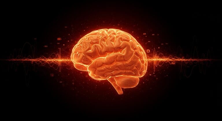 Registro visual de ondas cerebrales similares a recuerdos en un cerebro humano agonizante, explorando neurociencia y experiencia cercana a la muerte.