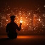 Vigilancia policial accediendo a datos digitales en línea con énfasis en privacidad digital y protección de datos para startups.