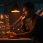 Fundador tech analizando datos sobre reaplicación SNAP 2025 y políticas de asistencia social en Estados Unidos con ambientación en naranja y negro.