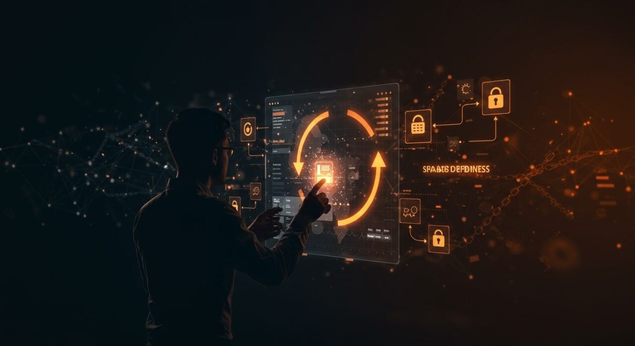 Página de estado de servicio digital con actualización retrasada, destacando seguridad, transparencia y automatización en SaaS.