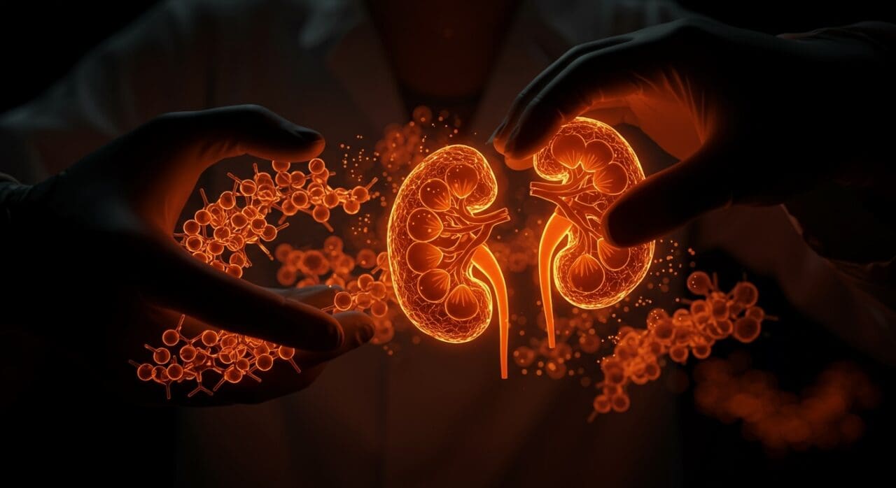 Innovación en biomedicina mostrando la reversión del daño renal en ratones mediante bloqueo de ceramidas con énfasis en salud y mitocondrias.