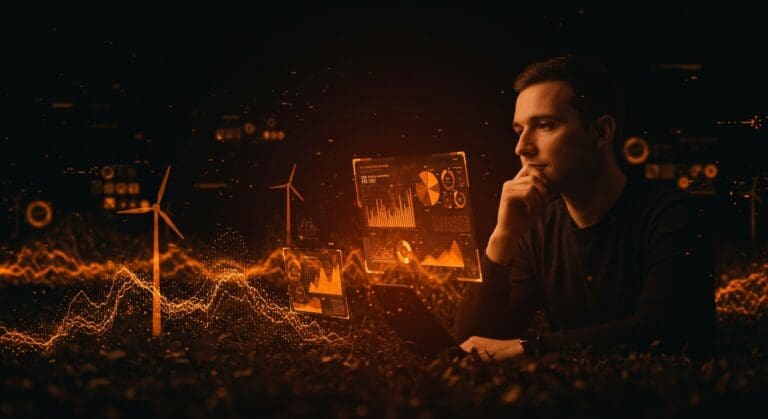 Revisión del enfoque pragmático sobre el cambio climático con íconos de energía limpia y riesgo climático en un entorno editorial de alta calidad.