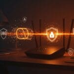 Router VPN doméstico avanzado con OpenWrt y WireGuard mostrando protección total y automatización de red para privacidad y seguridad de dispositivos.