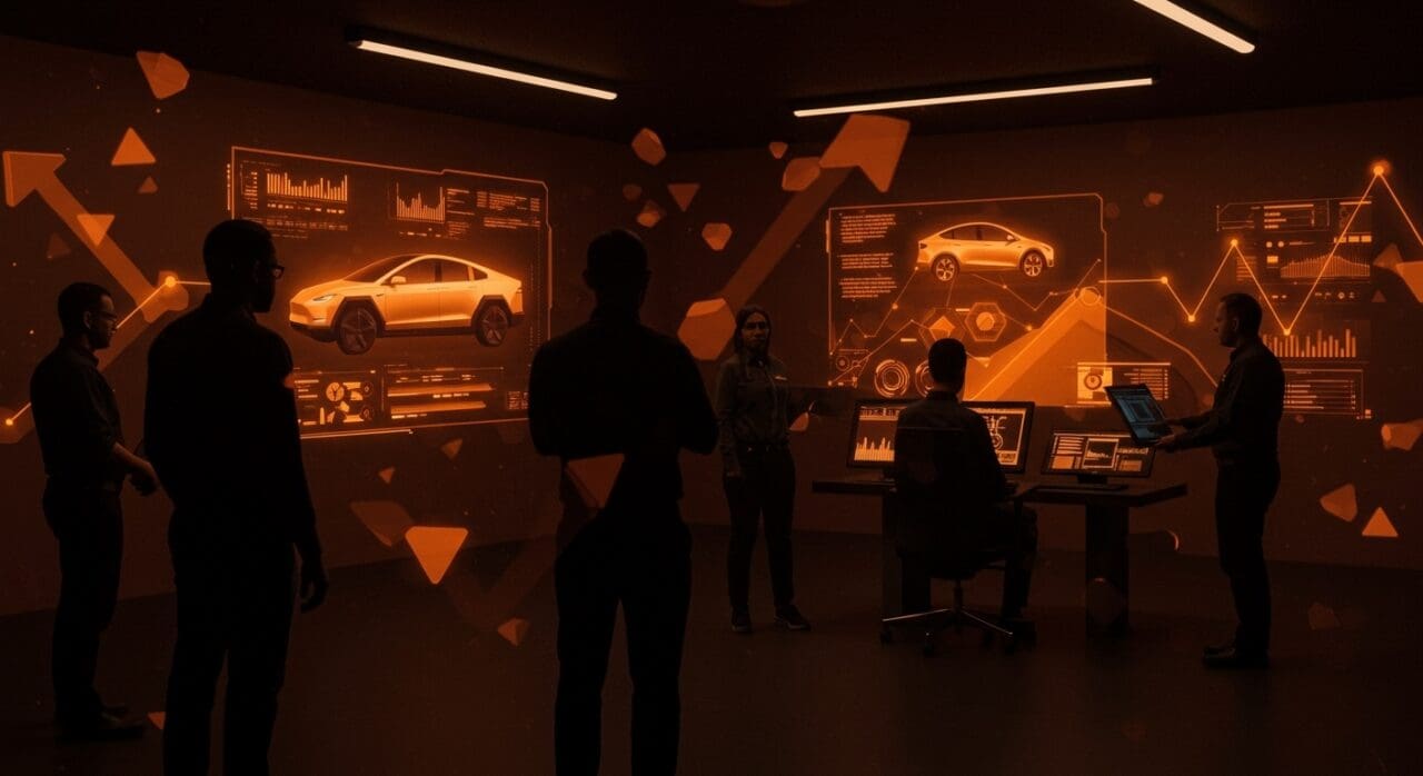 Líderes tecnológicos y gestión de innovación en Tesla con Cybertruck y Model Y en contexto de movilidad eléctrica.