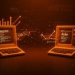 Comparativa visual entre Smalltalk y Ruby mostrando su influencia en programación orientada a objetos y evolución tecnológica.