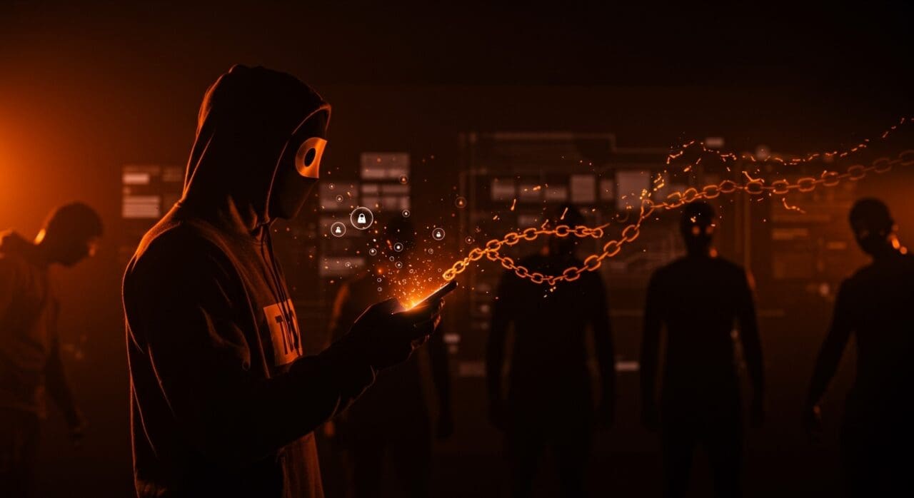 Imagen conceptual de spyware gubernamental y amenazas a la privacidad y seguridad en startups y activismo.