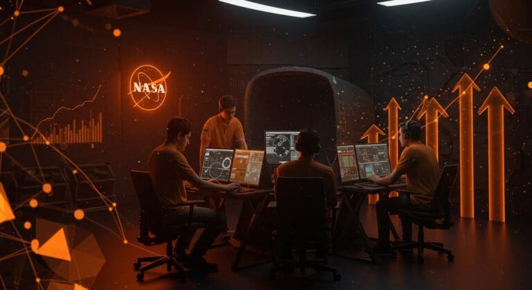 Startup argentina Wizor con simulador espacial innovador que impresiona a la NASA, simbolizando tecnología y emprendimiento.