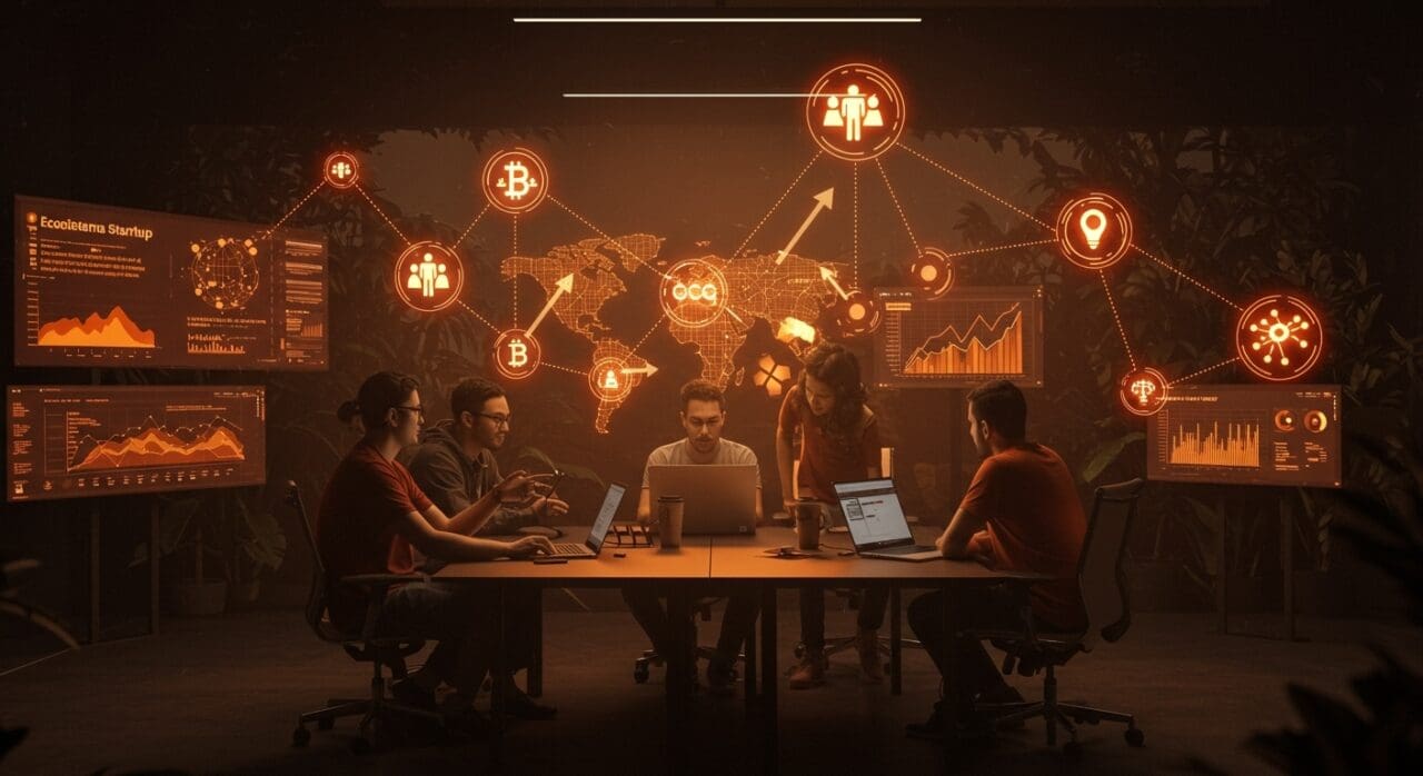 Founders de startups tech colaborando en Blockchain Jungle 2025, representando oportunidades y ecosistema de emprendimiento en Latinoamérica.