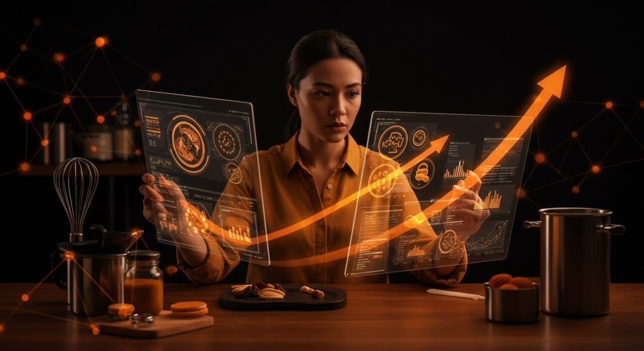 Emprendedora foodtech aplicando estrategias lean para superar obstáculos regulatorios y costos en innovación alimentaria.