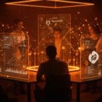 Startups ganadoras de la Aceleradora 100+ Labs colaborando en un espacio tecnológico moderno, representando innovación, funding y ecosistema startup LATAM.