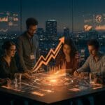 Fundadores tecnológicos latinoamericanos colaborando y explorando tendencias de innovación y startups en StrictlyVC Palo Alto.