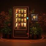 Máquina vending saludable automatizada con inteligencia artificial y enfoque en sostenibilidad para retailtech innovador.