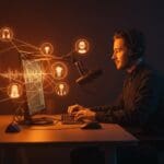 Podcaster utilizando nuevas funciones de Threads para fortalecer comunidades digitales y mejorar el engagement en plataformas sociales.