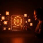 Interfaz digital de TikTok con misiones de bienestar y badges promoviendo el bienestar digital y el compromiso del usuario.