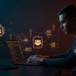 Founder utilizando Gemini CLI para automatización y escalado de flujos IA agentic con integración VS Code y MCP servers en un entorno tecnológico avanzado.